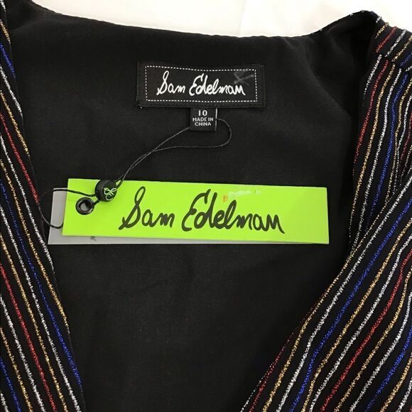 Sam Edelman Pinstripe Metallic Faux Wrap Midi Dress New Size 10 - Picture 11 of 13